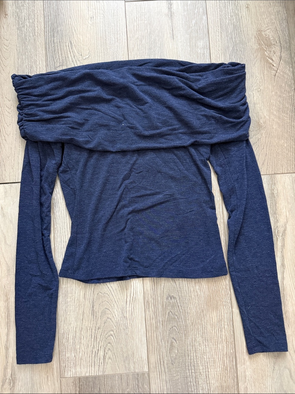 Garage Navy Off-the-Shoulder Long Sleeve Top